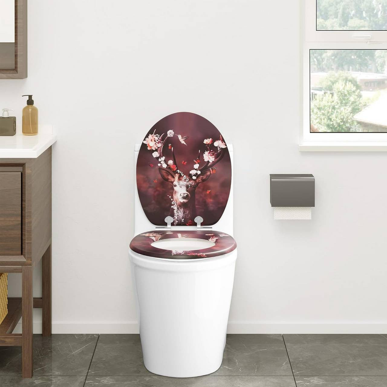 24goodz Soft-Close Toilet Seat - Quiet and Safe Closing - MDF - For Everyone - O-Shaped - 46 x 37.5 cm