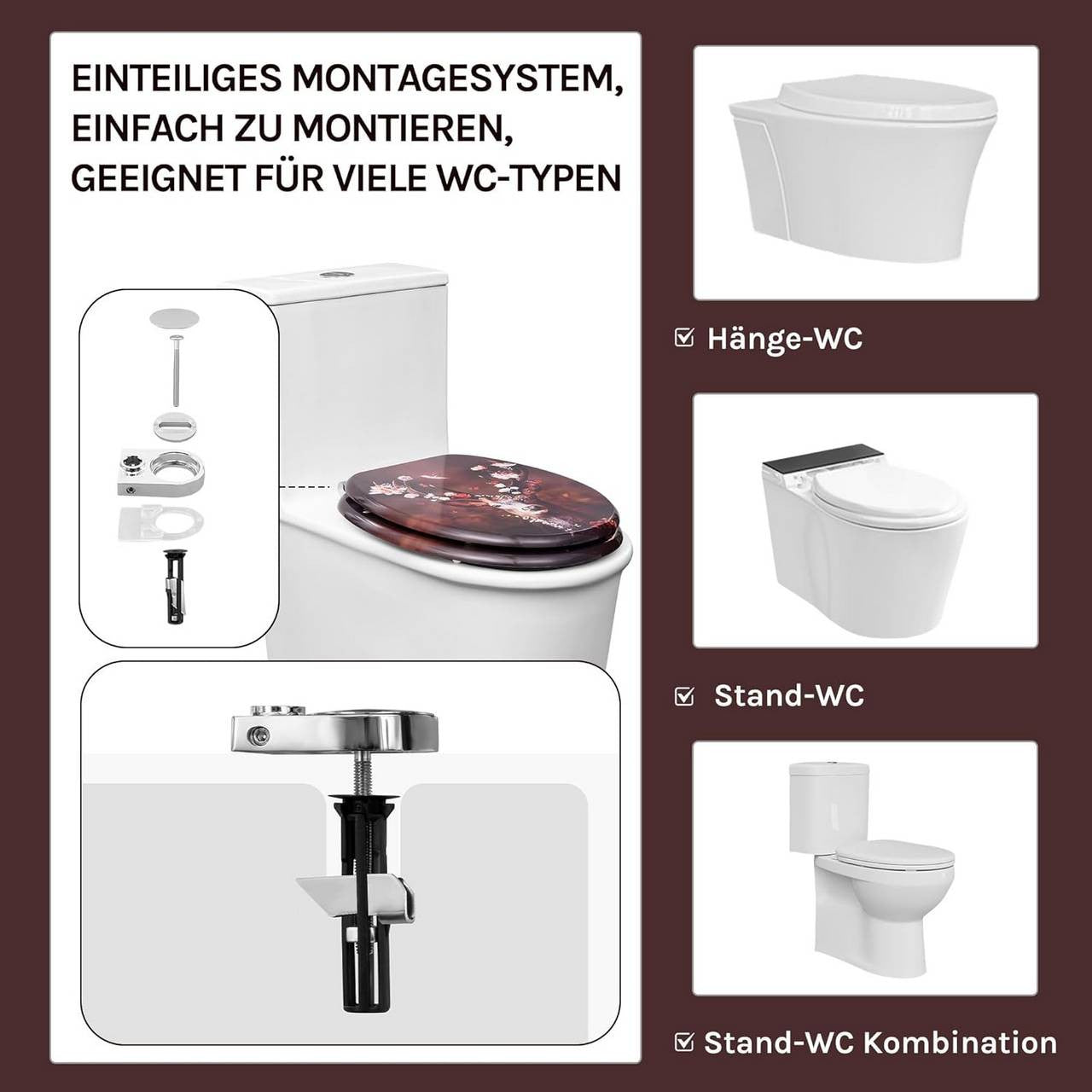24goodz Soft-Close Toilet Seat - Quiet and Safe Closing - MDF - For Everyone - O-Shaped - 46 x 37.5 cm
