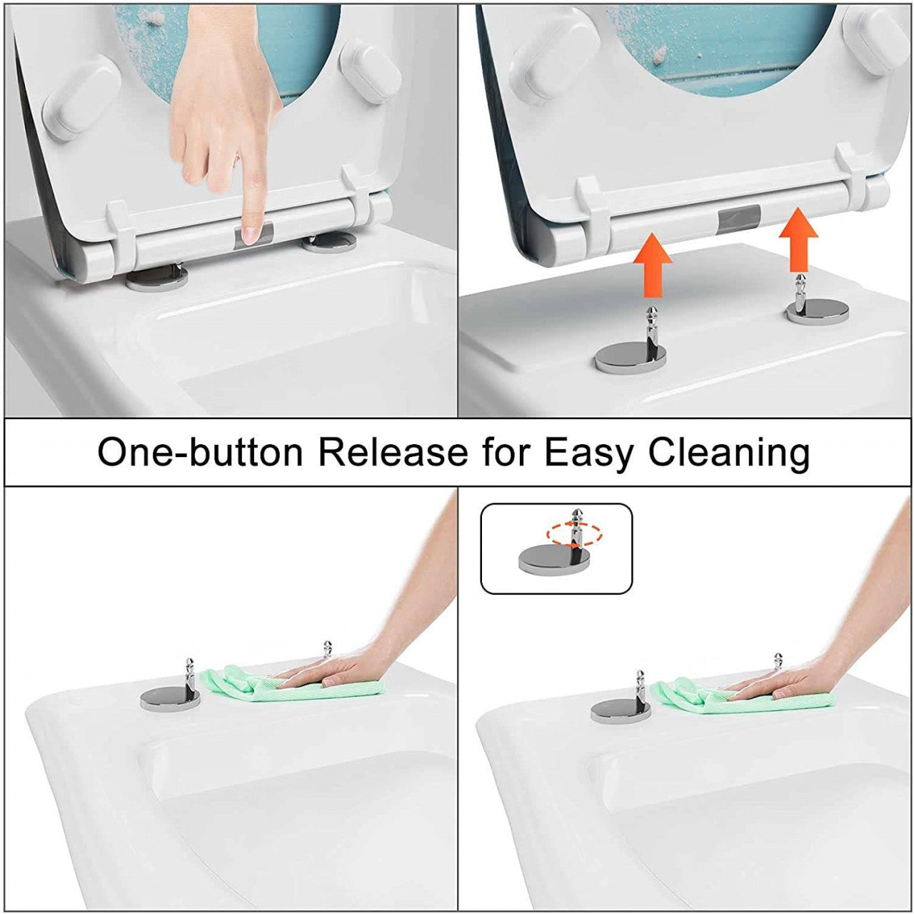 24goodz Soft-Close Toilet Seat - Easy to Clean - Durable Duroplast - For Standard Oval Toilets - Printed + White