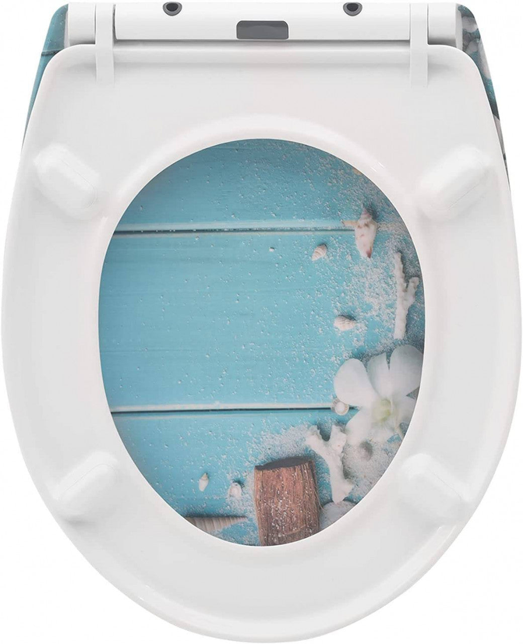 24goodz Soft-Close Toilet Seat - Easy to Clean - Durable Duroplast - For Standard Oval Toilets - Printed + White