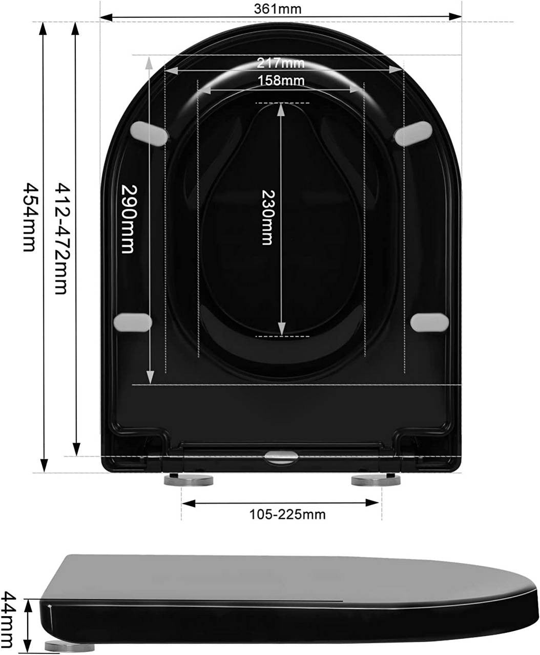 24goodz Family Toilet Seat with Child Seat - Soft-Close Mechanism - Durable Plastic - For Families - Black/White