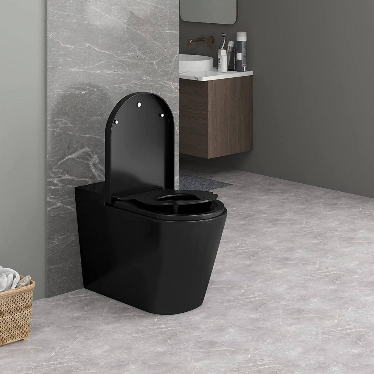 24goodz Family Toilet Seat with Child Seat - Soft-Close Mechanism - Durable Plastic - For Families - Black/White