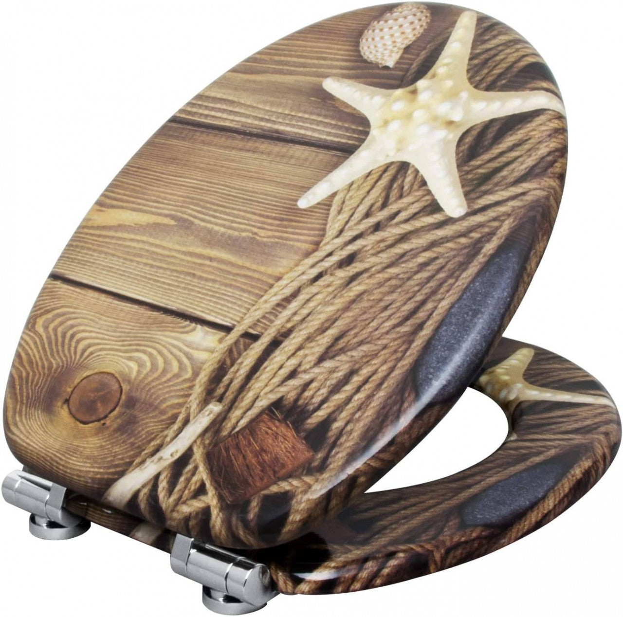 24goodz MDF Toilet Seat with Soft Close Mechanism - Durable and Long-lasting - MDF Wood Core - Ideal for Families - Multi-coloured - 37.7 x 43.6 cm