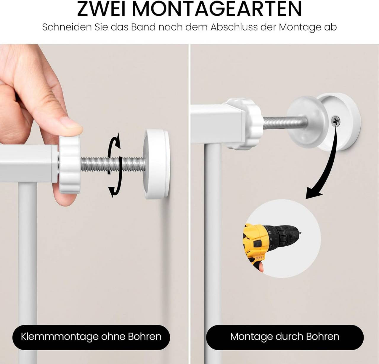 24goodz Adjustable Safety Gate - Dual Safety Mechanism - Durable Metal Frame - For Children and Pets - White