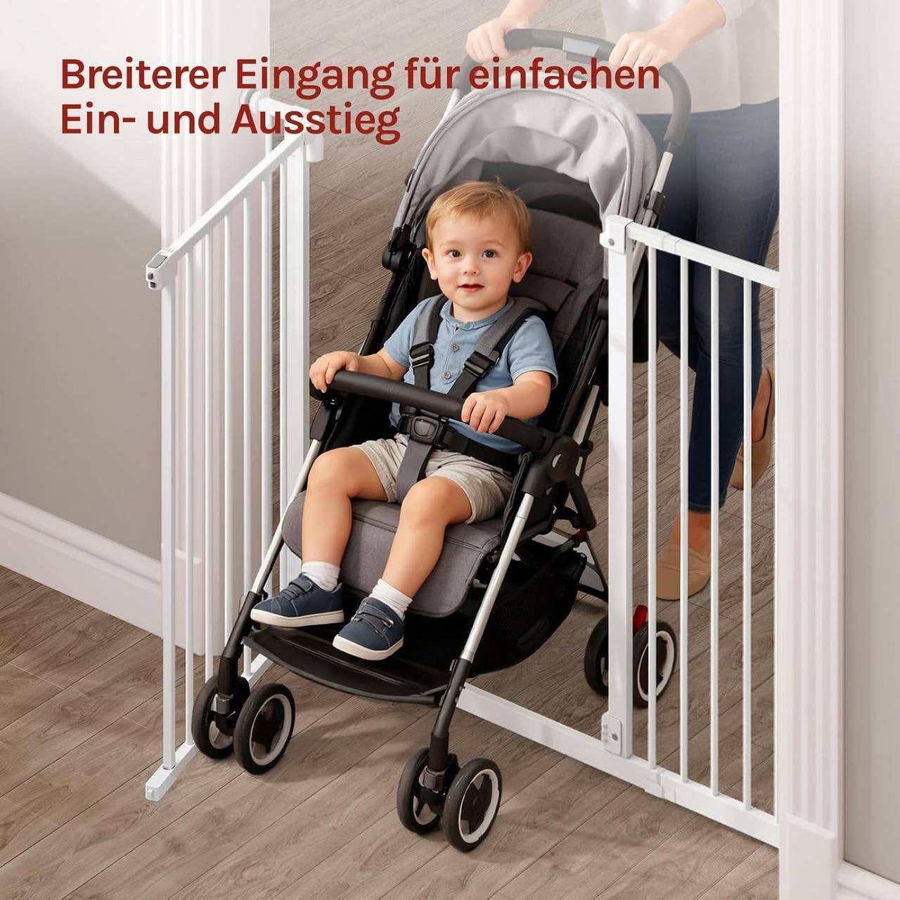 24goodz Safety Gate - Double Locking Mechanism - Self-Closing - Metal + Plastic - For Children 6-24 Months - White