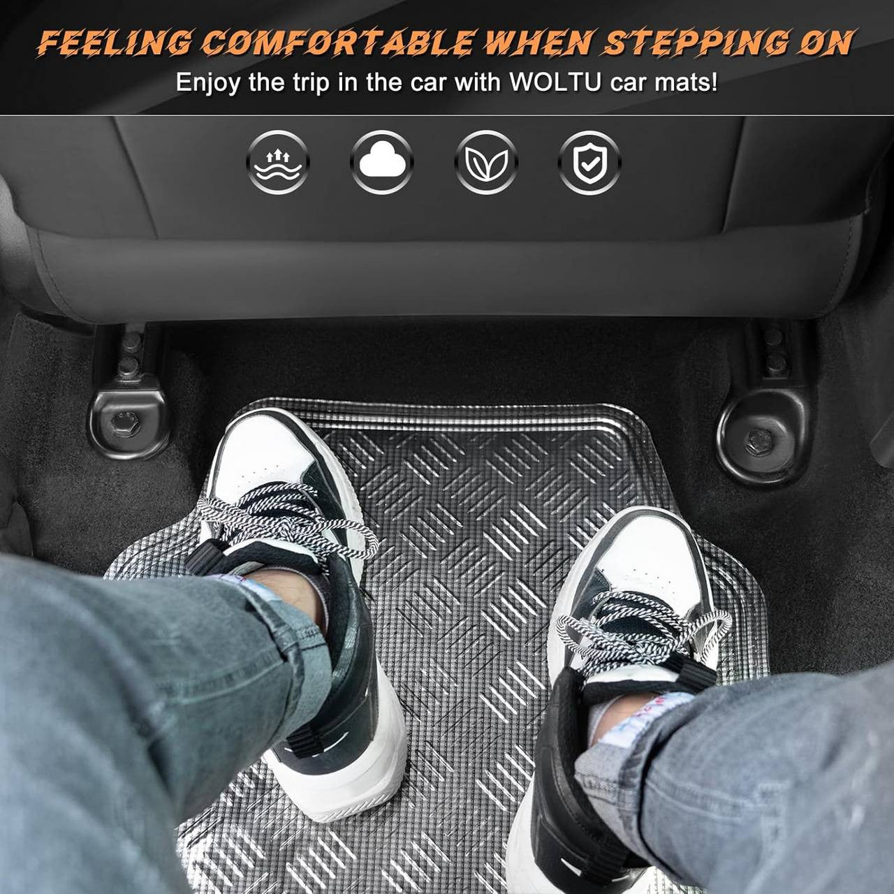 24goodz Universal Car Floor Mats - Durable and Waterproof - PVC - For All Seasons - Anthracite