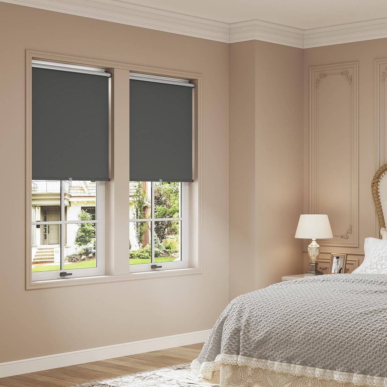 24goodz Blackout Roller Blind - Wireless Design for Easy Use - 200 g/m² Polyester - For Home and Office - Anthracite 95x150 cm