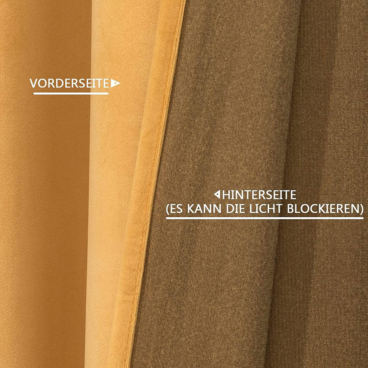 24goodz Velvet Blackout Curtain - High-Quality Insulation - 100% Polyester - For Home Decor - Mustard 140x225 cm - sef