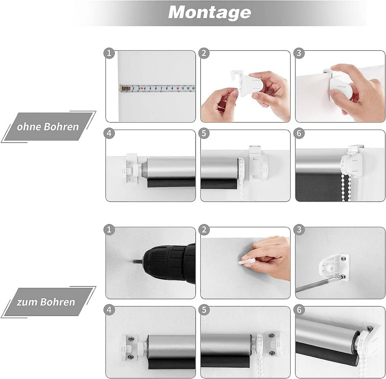 24goodz Blackout Roller Blind - Easy Installation Without Drilling - 100% Polyester - For Every Room - Anthracite 70x160cm