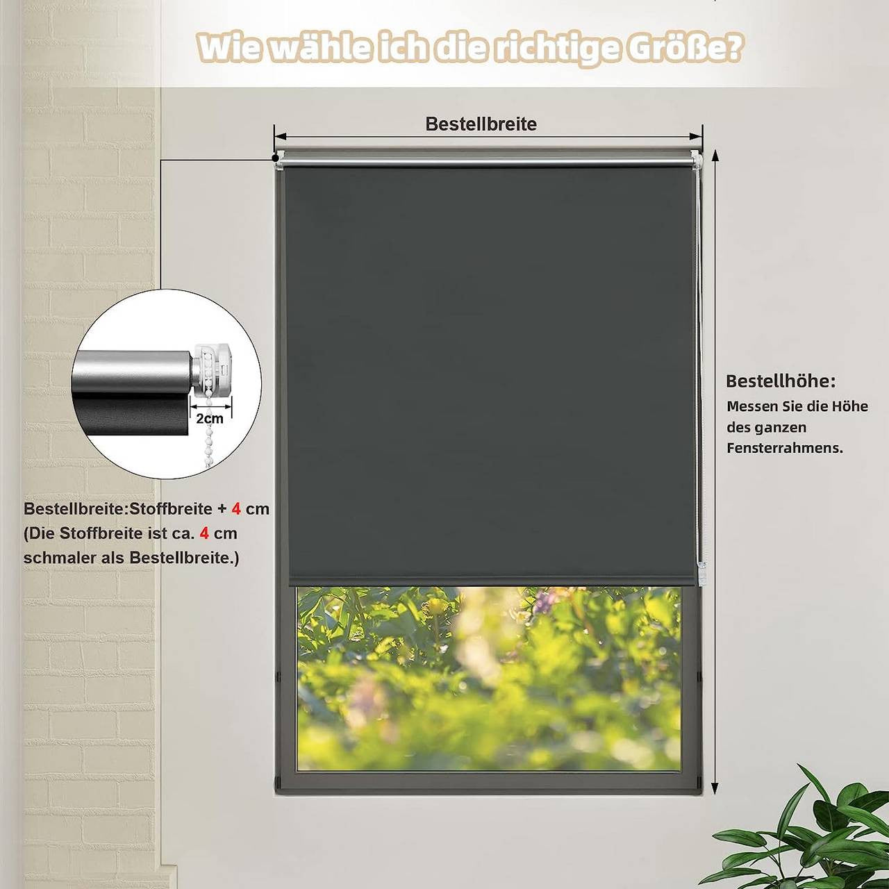 24goodz Blackout Roller Blind - Easy Installation Without Drilling - 100% Polyester - For All Rooms - Anthracite 120x210cm