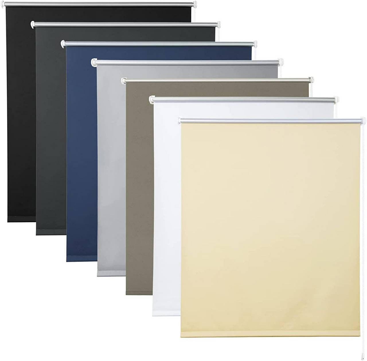 24goodz Blackout Roller Blind - Easy Installation Without Drilling - 100% Polyester - For All Rooms - Beige 100x160cm