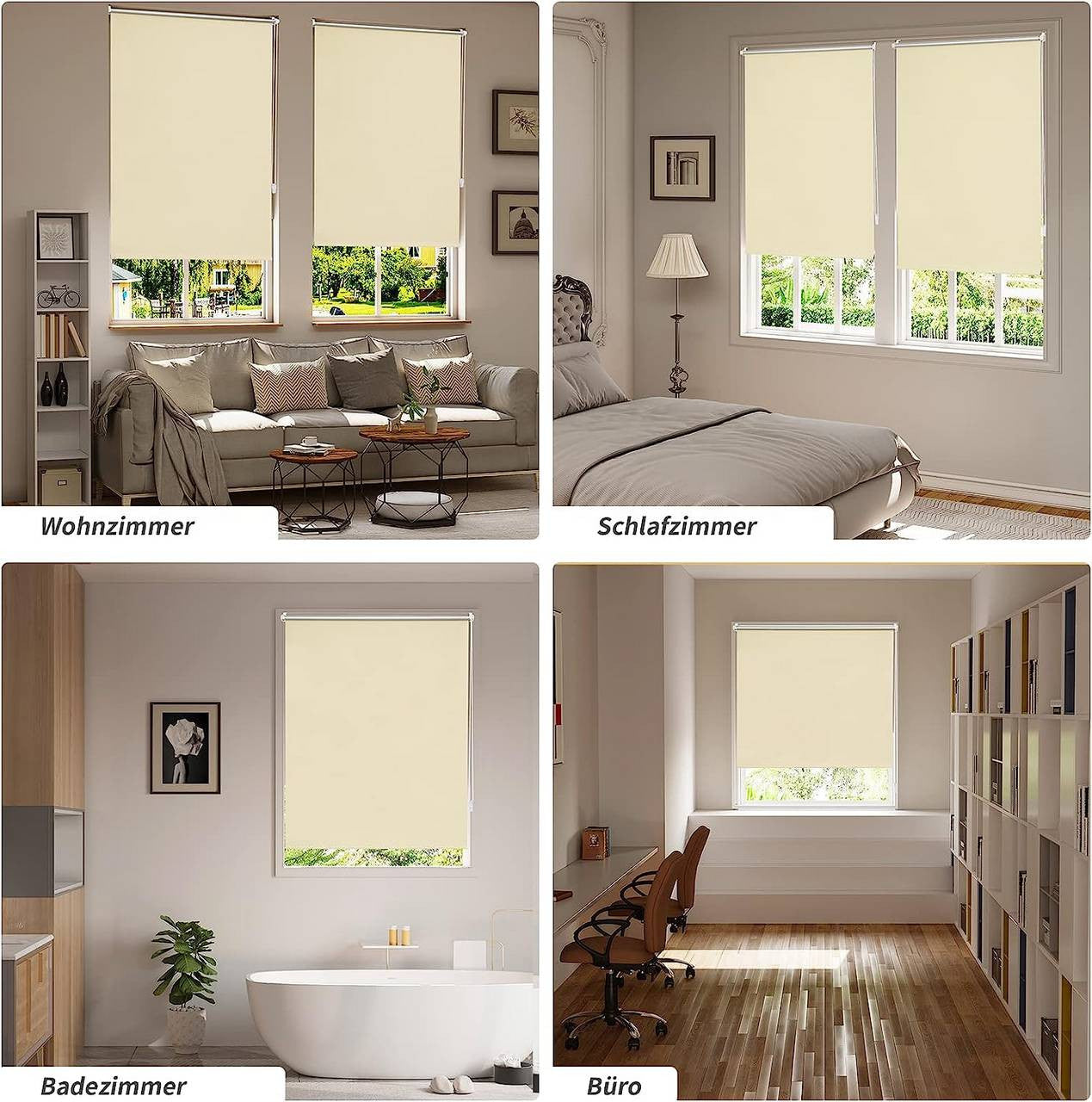 24goodz Blackout Roller Blind - Easy Installation - Thermal Insulation - 100% Polyester - Beige - 95 x 160 cm