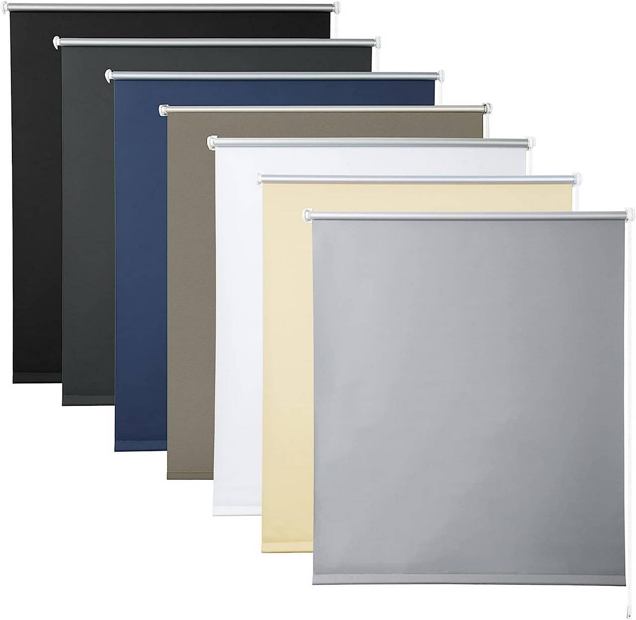 24goodz Blackout Roller Blind - Thermal Insulation - Easy to Install - 100% Polyester - Grey - 70 x 210 cm
