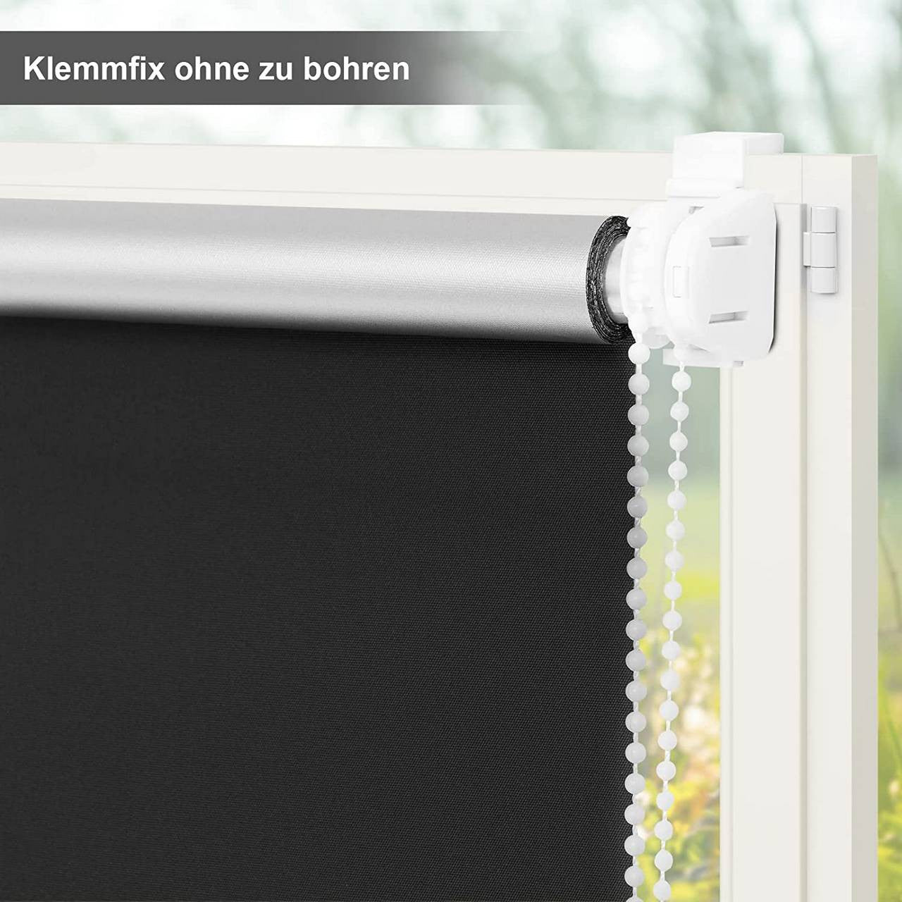 24goodz Black Thermal Blackout Roller Blind - Easy Installation - 100% Polyester - For Every Room - 80 x 210 cm - sz