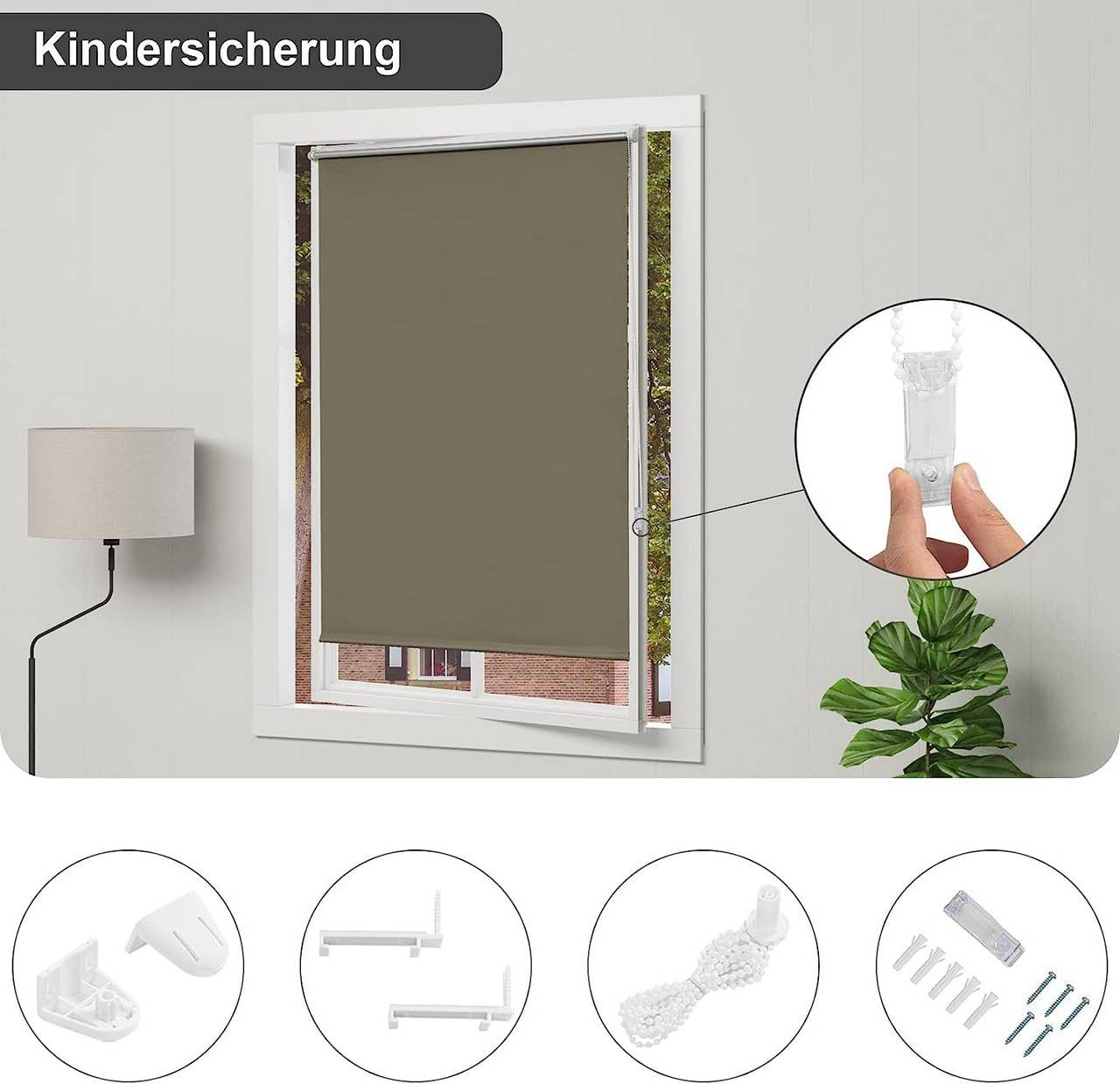 24goodz Blackout Roller Blind - Thermal Insulation - 100% Polyester - For Any Room - Taupe 60x160 cm