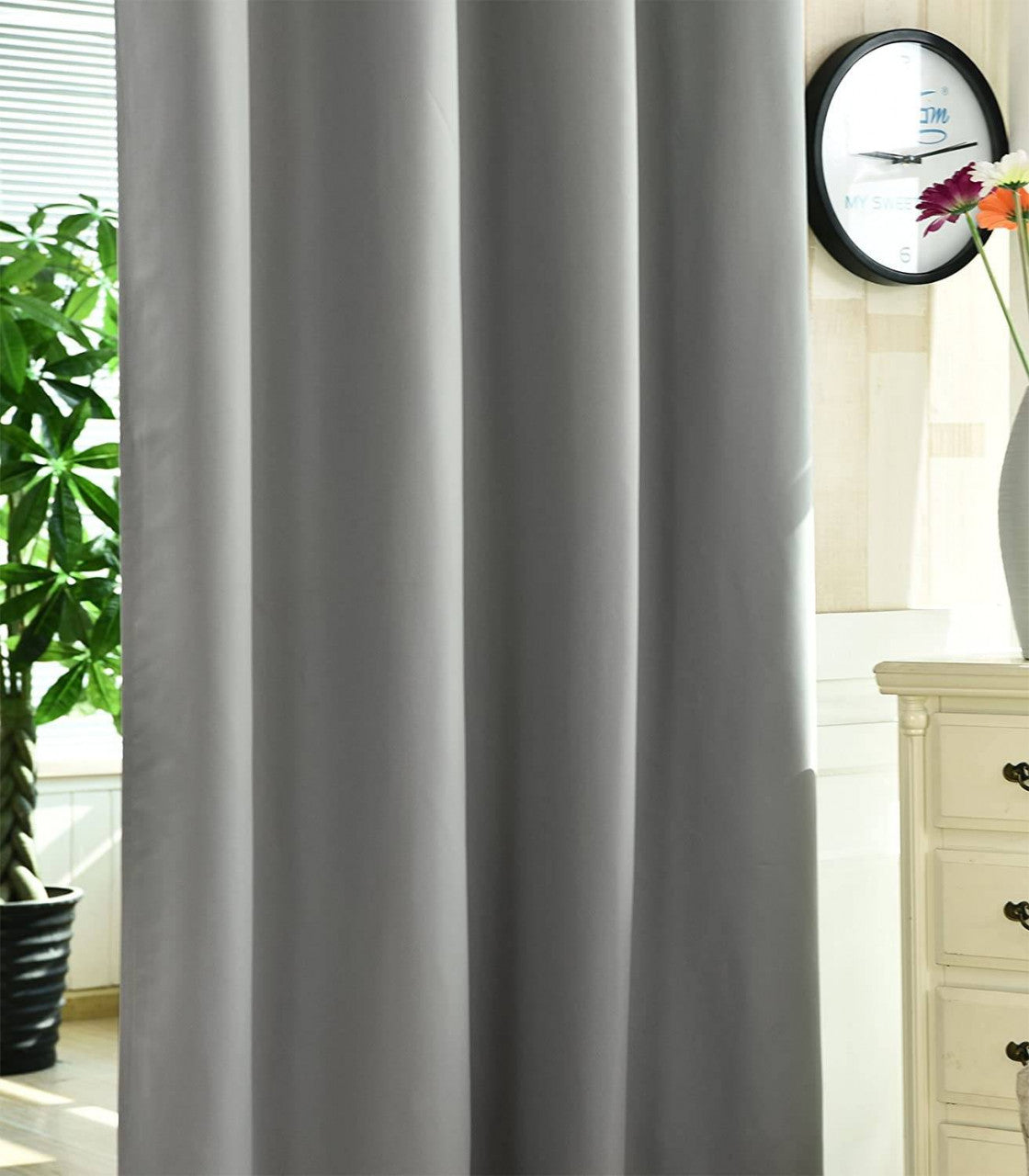 24goodz Dark Grey Sheer Curtains with Eyelets - Energy Saving - Sound Absorbing - 100% Polyester - 135x245 cm - Dark Grey - dgr