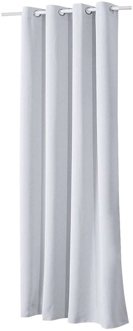 24goodz Thermal Curtain with Eyelets - Energy Saving & Sound Absorbing - 100% Polyester - Grey-White - 135x245 cm - ws
