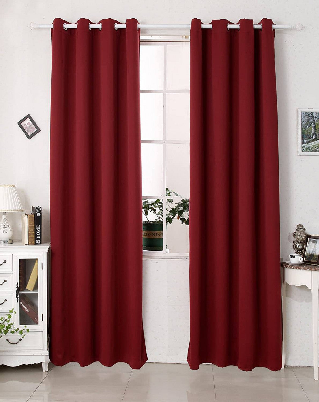 24goodz Thermal Curtain with Eyelets - High Light Blocking - 100% Polyester - For Home & Office - Bordeaux 135x245 cm - bd