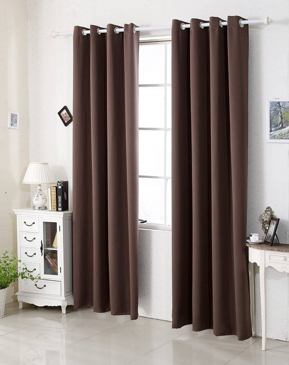 24goodz Thermal Curtain with Eyelets 250g/m² - Durable and Stylish - 100% Polyester - Brown - 135x225 cm