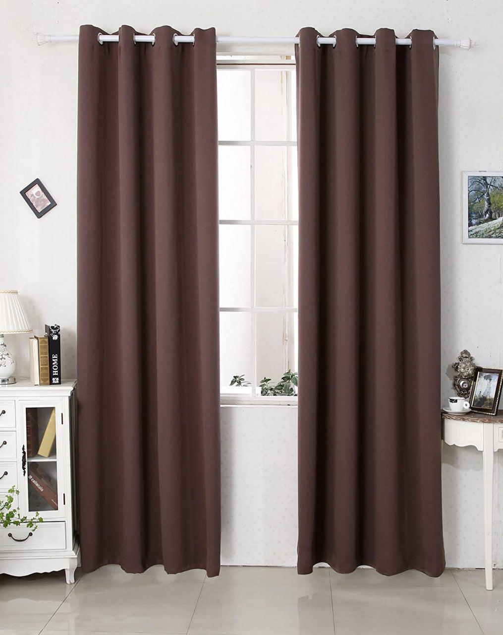 24goodz Thermal Curtain with Eyelets 250g/m² - Durable and Stylish - 100% Polyester - Brown - 135x225 cm