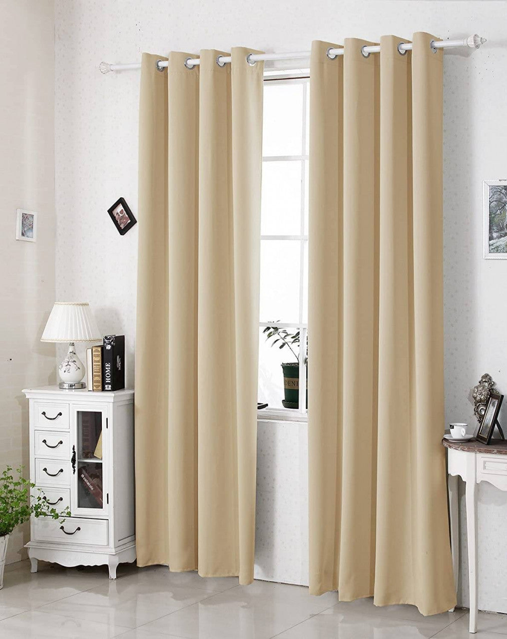 24goodz Thermal Curtain with Eyelets - Durable and Stylish - 100% Polyester - For Home and Office - Champagne 135x225 cm - cp