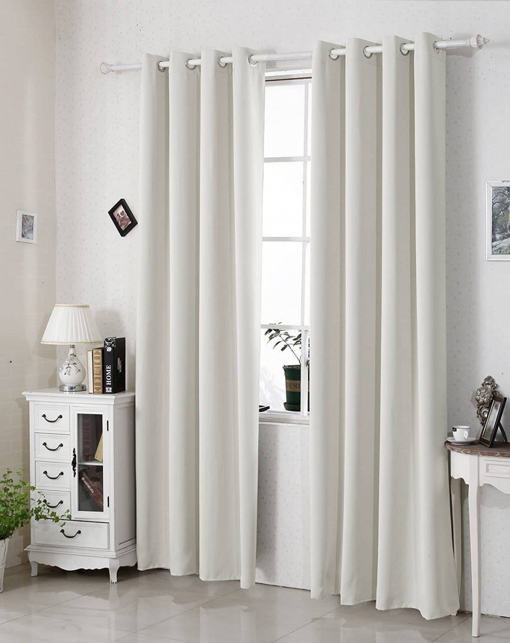24goodz Thermal Curtain with Eyelets - High Durability - Energy Saving - 100% Polyester - Cream - 135x225 cm