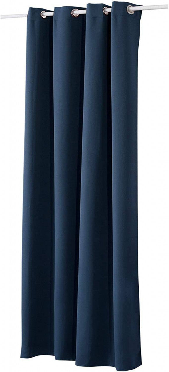 24goodz Thermal Curtain with Eyelets - Energy Saving & Sound Absorbing - 100% Polyester - For Home & Office - Dark Blue 135x225 cm - dbl