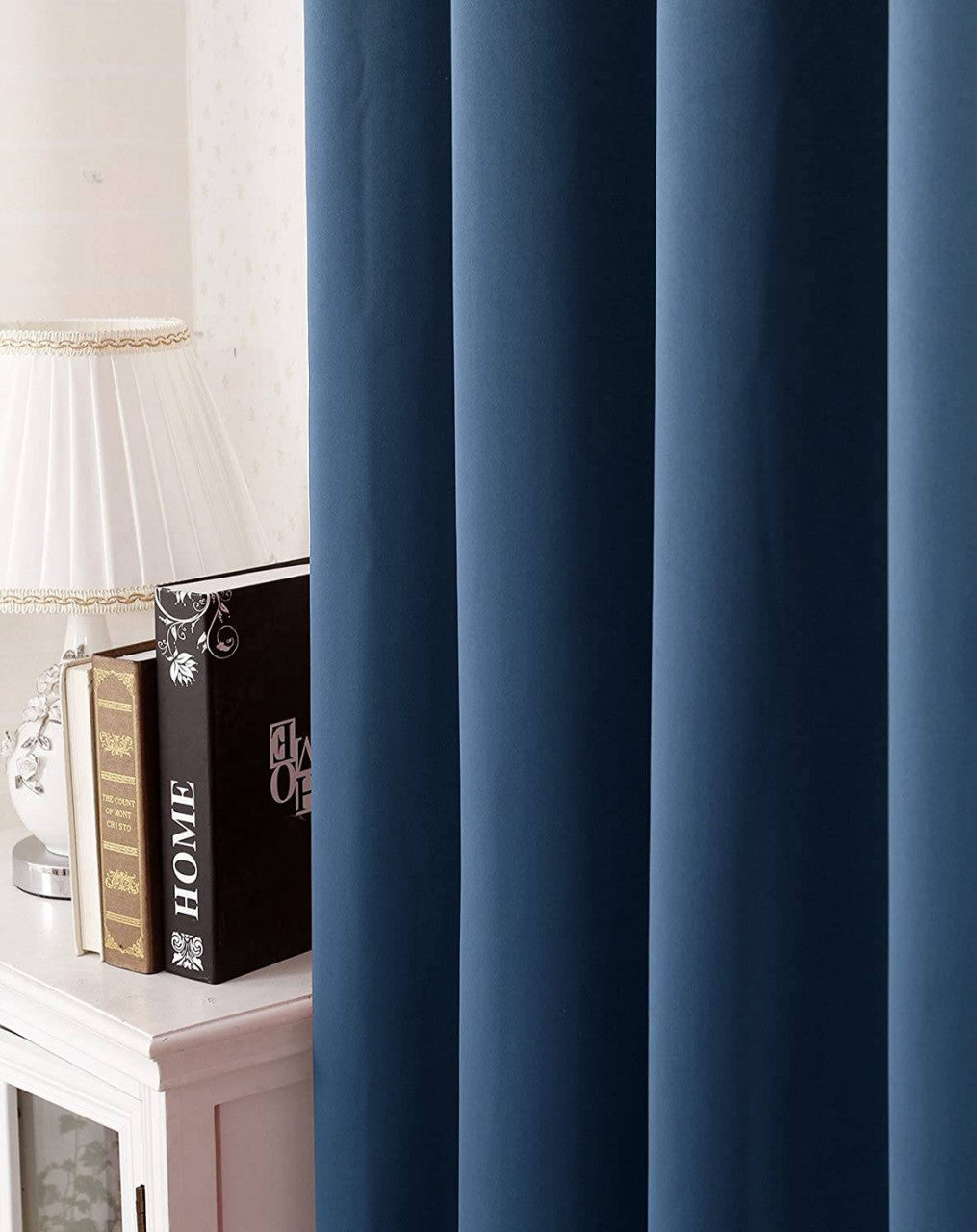 24goodz Thermal Curtain with Eyelets - Energy Saving & Sound Absorbing - 100% Polyester - For Home & Office - Dark Blue 135x225 cm - dbl