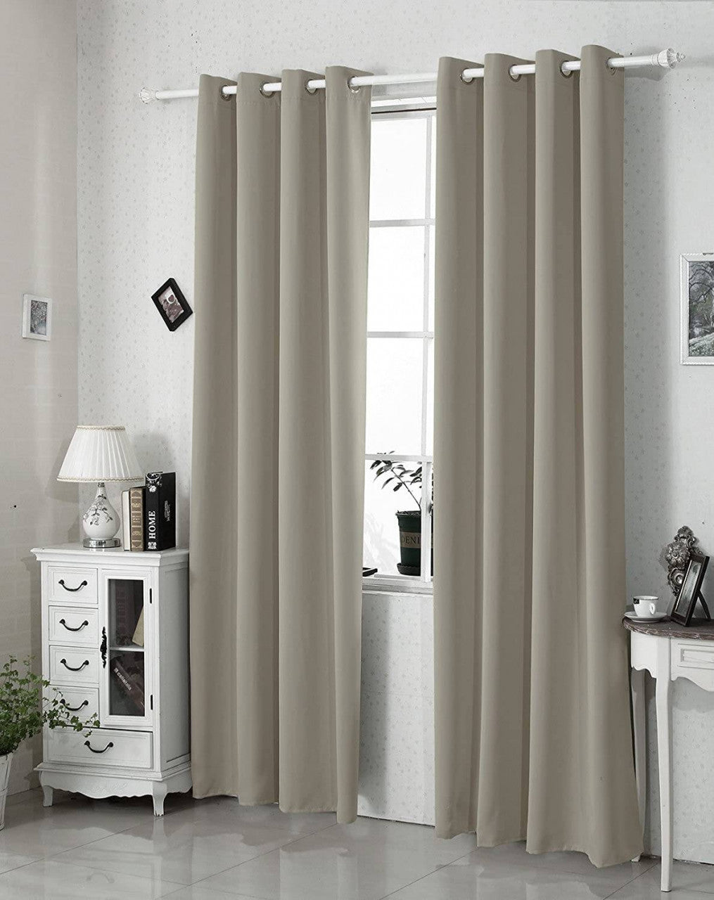 24goodz Thermal Curtain with Eyelets - Energy Saving & Noise Absorbing - 100% Polyester - Sand - 135x225 cm - sd