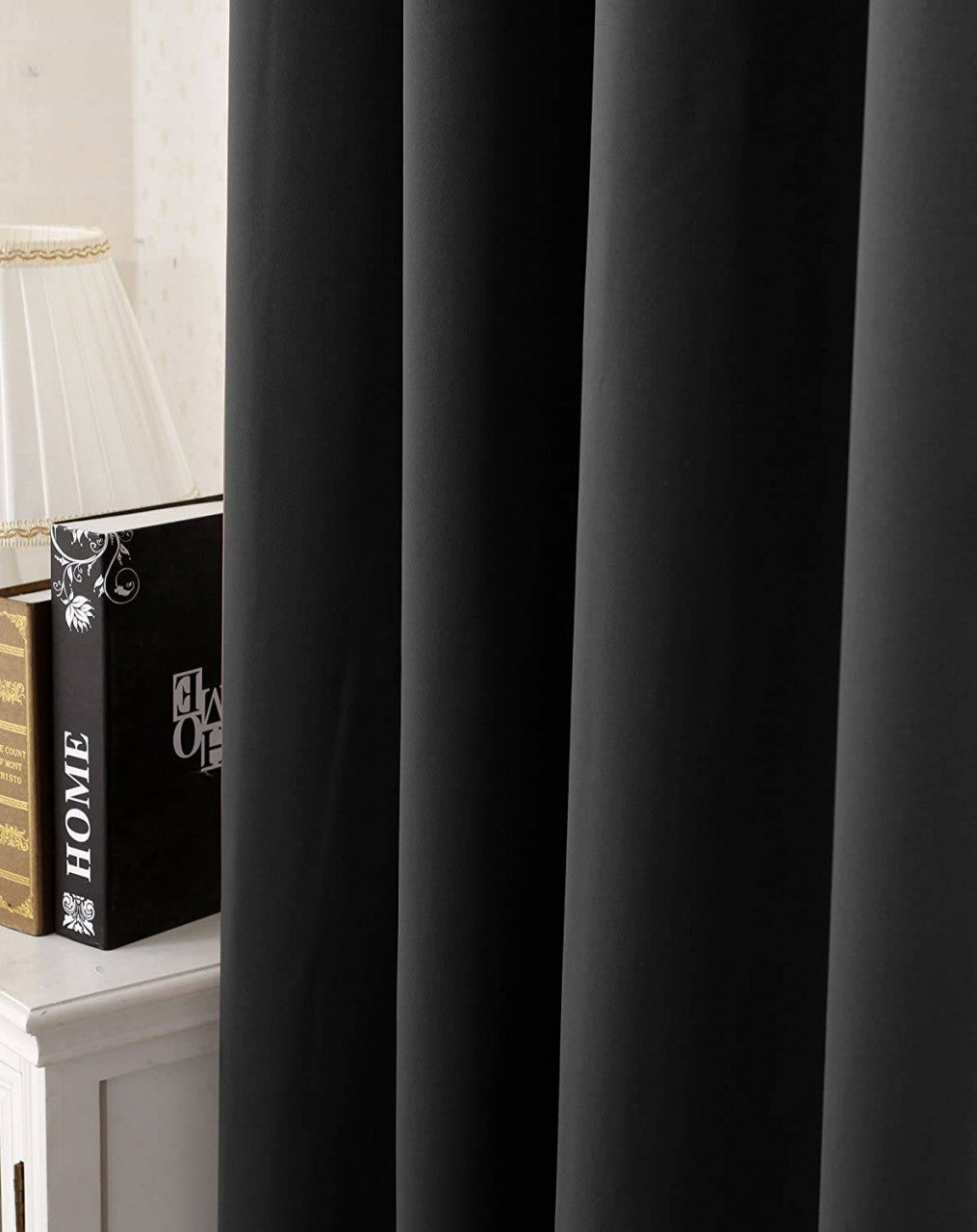 24goodz Black Thermal Curtain with Eyelets - Energy Saving & Sound Absorbing - 100% Polyester - For Home & Office - 135x225 cm - sz