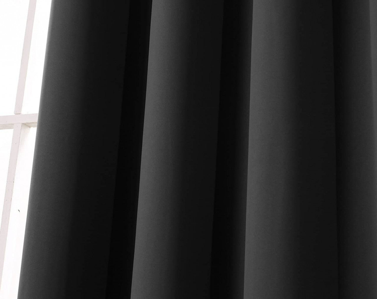 24goodz Black Thermal Curtain with Eyelets - Energy Saving & Sound Absorbing - 100% Polyester - For Home & Office - 135x225 cm - sz