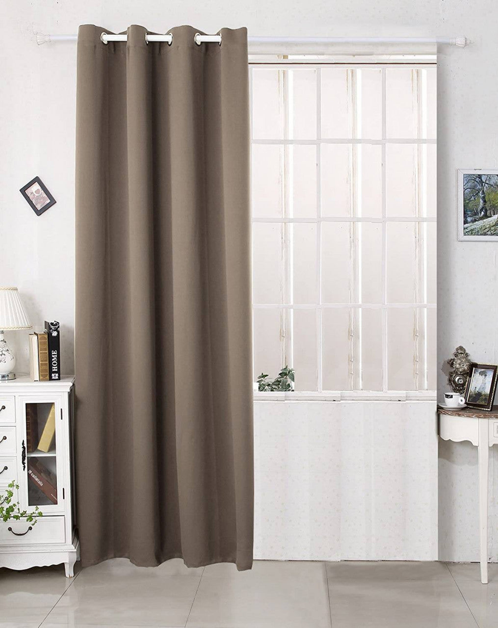 24goodz Thermal Curtain with Eyelets - High Durability - Energy Saving - 100% Polyester - Taupe - 135x225 cm