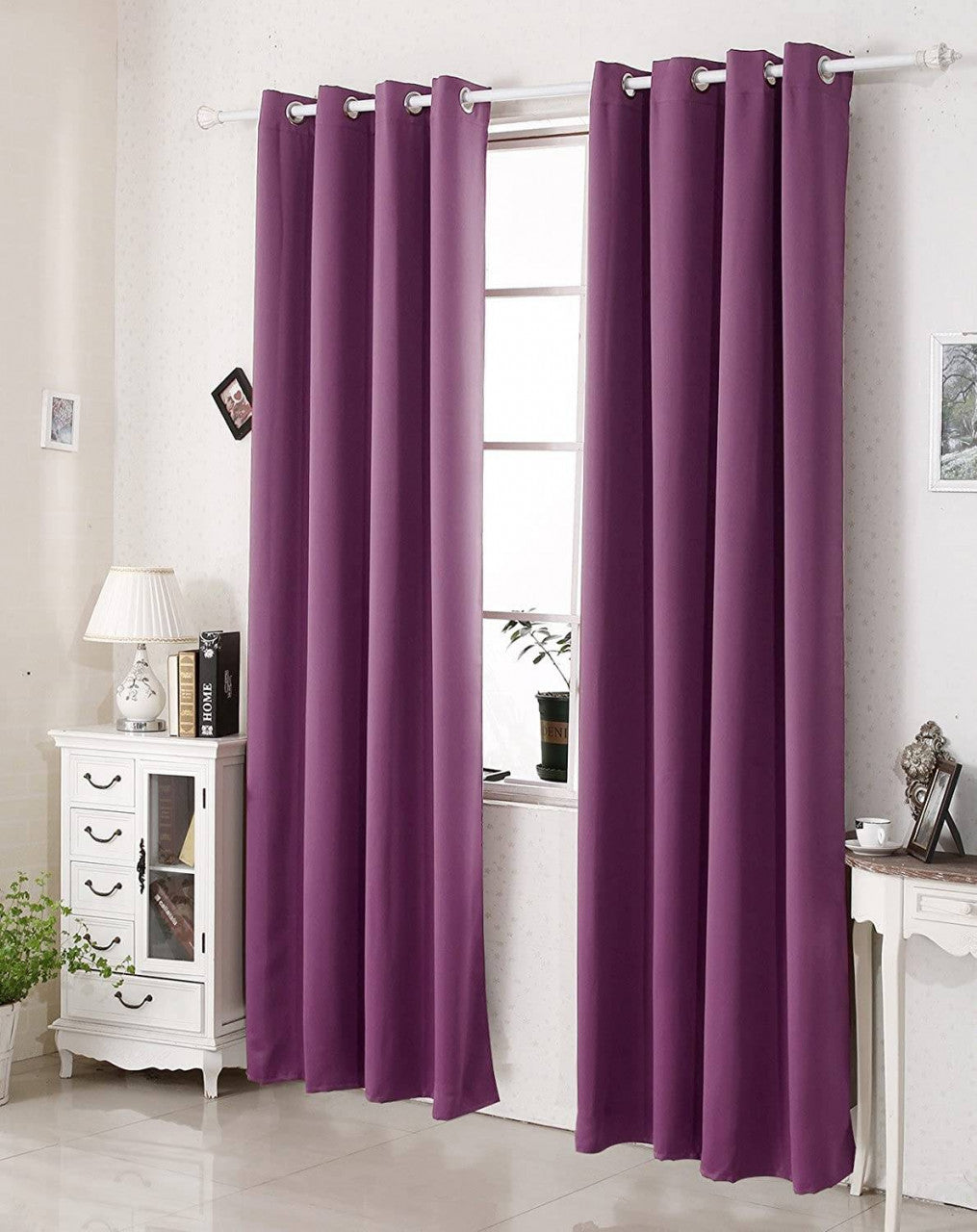 24goodz Thermal Curtain with Eyelets - High Durability - Energy Saving & Sound Absorbing - 100% Polyester - Purple - 135x245 cm - vl
