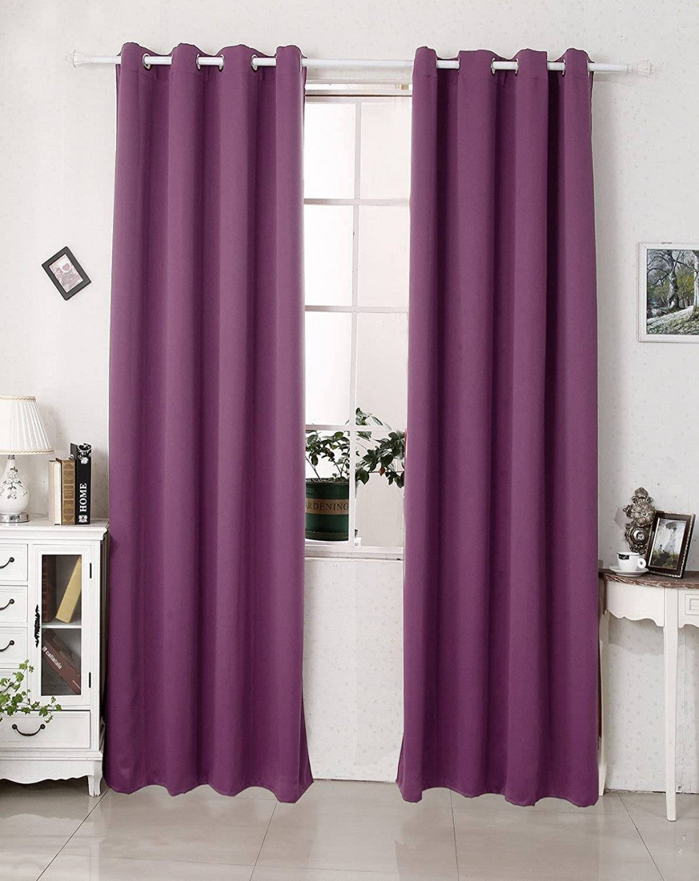 24goodz Thermal Curtain with Eyelets - High Durability - Energy Saving & Sound Absorbing - 100% Polyester - Purple - 135x245 cm - vl