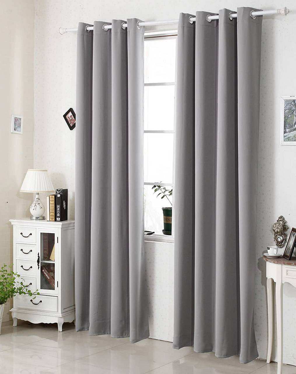 24goodz Thermal Curtain with Eyelets - Elegant Design - Energy Saving & Sound Absorbing - 100% Polyester - Dark Grey - 135x245 cm - dg