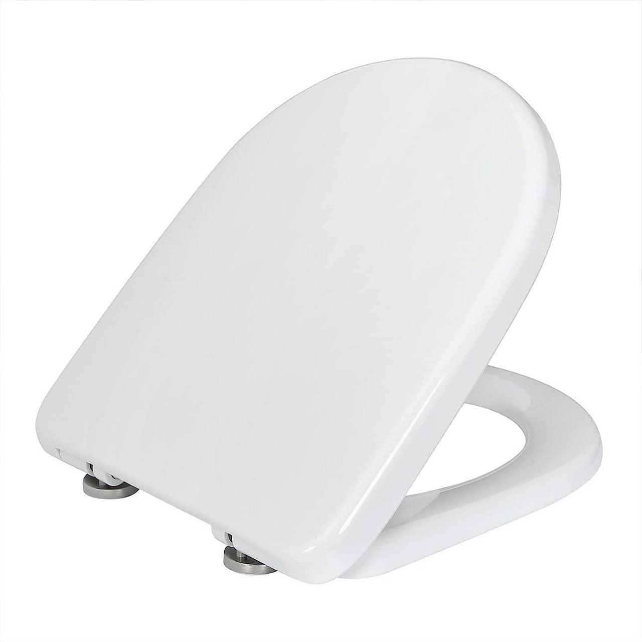 24goodz D-Shaped Toilet Seat - Soft-Close Mechanism - Easy Installation - Improved Plastic - White - 448x366mm