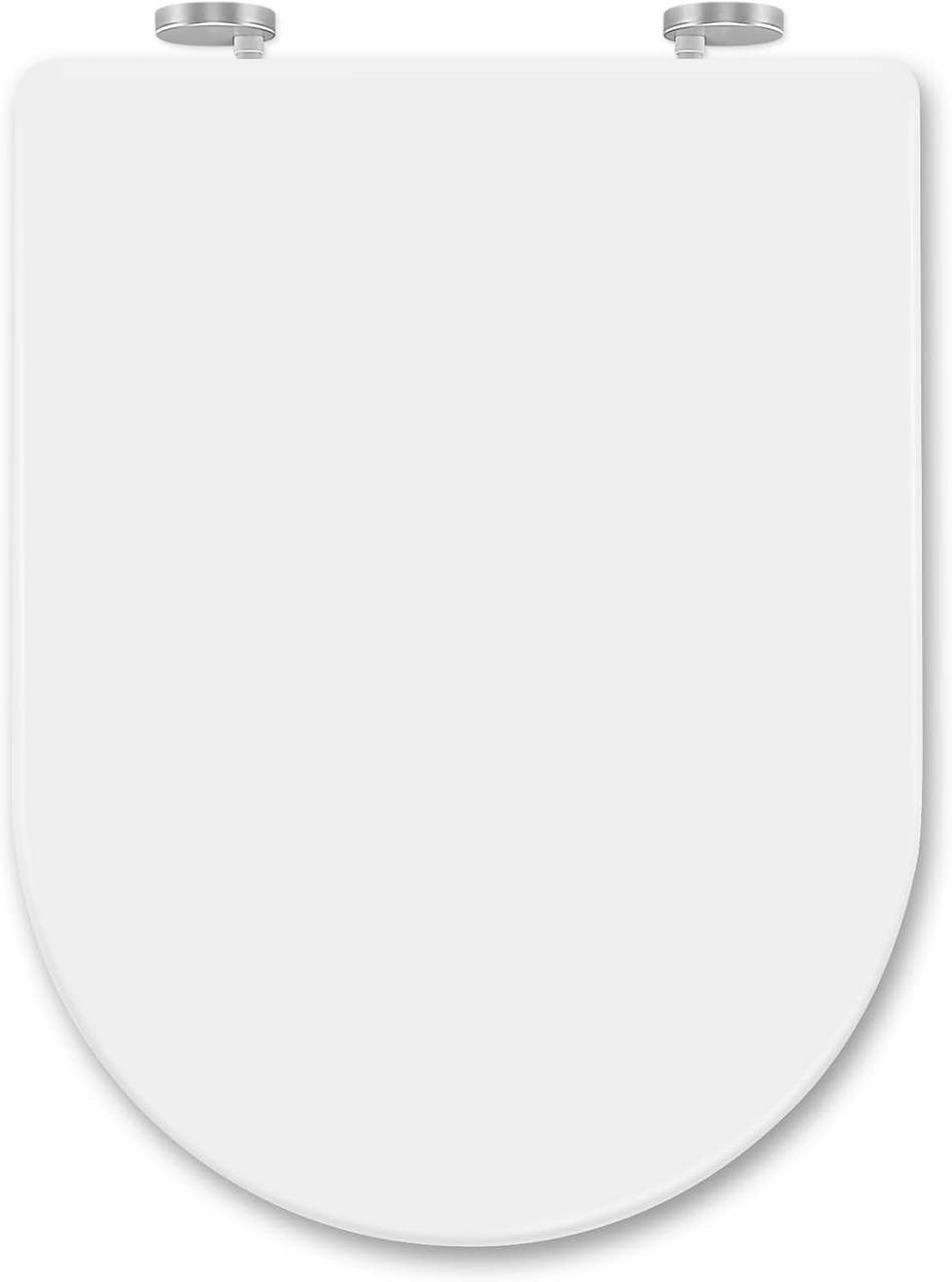 24goodz Toilet Seat with Soft-Close Mechanism - Easy to Clean - Durable Plastic - For Standard D-Toilets - White
