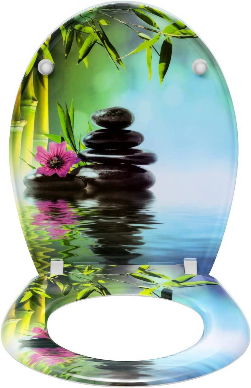 24goodz Premium Toilet Seat - Soft Close Mechanism - Antibacterial Protection - Duroplastic - For Families - Pink Mallow