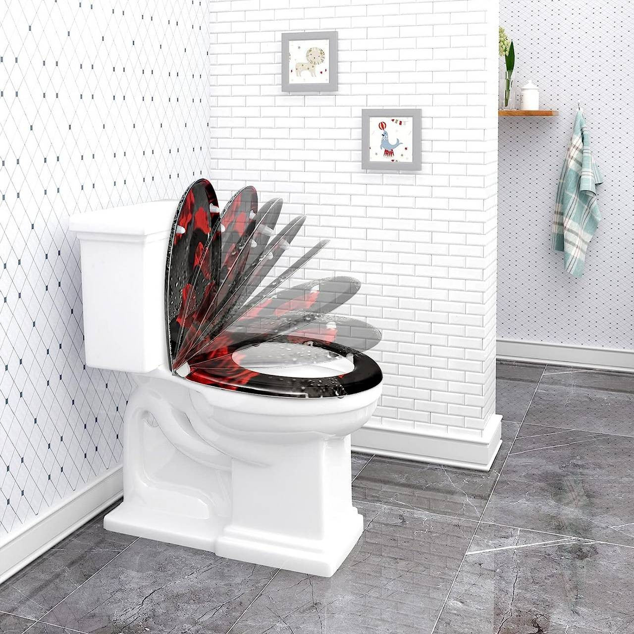 24goodz O-shaped Toilet Seat - Soft Close for Ultimate Comfort - Duroplast - For Family Bathrooms - Rose