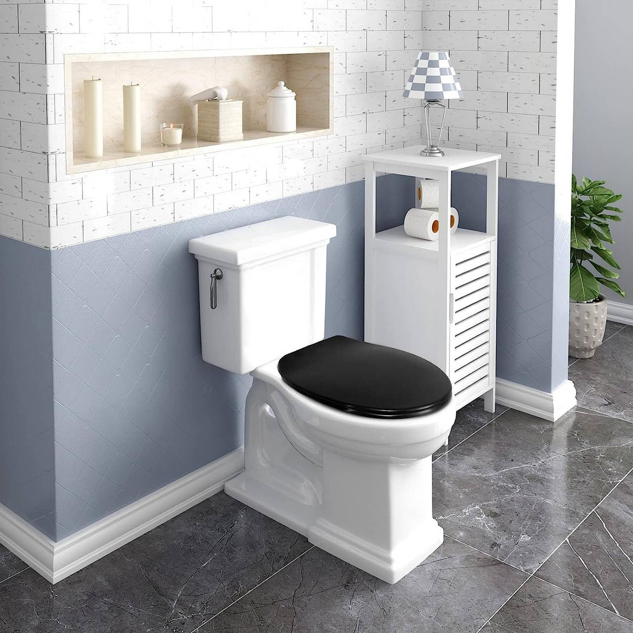 24goodz Oval Duroplast Toilet Seat - Soft-Close Mechanism - Durable - For Standard O-Shaped Toilets - Colourful - 37.1 x 45.5 cm