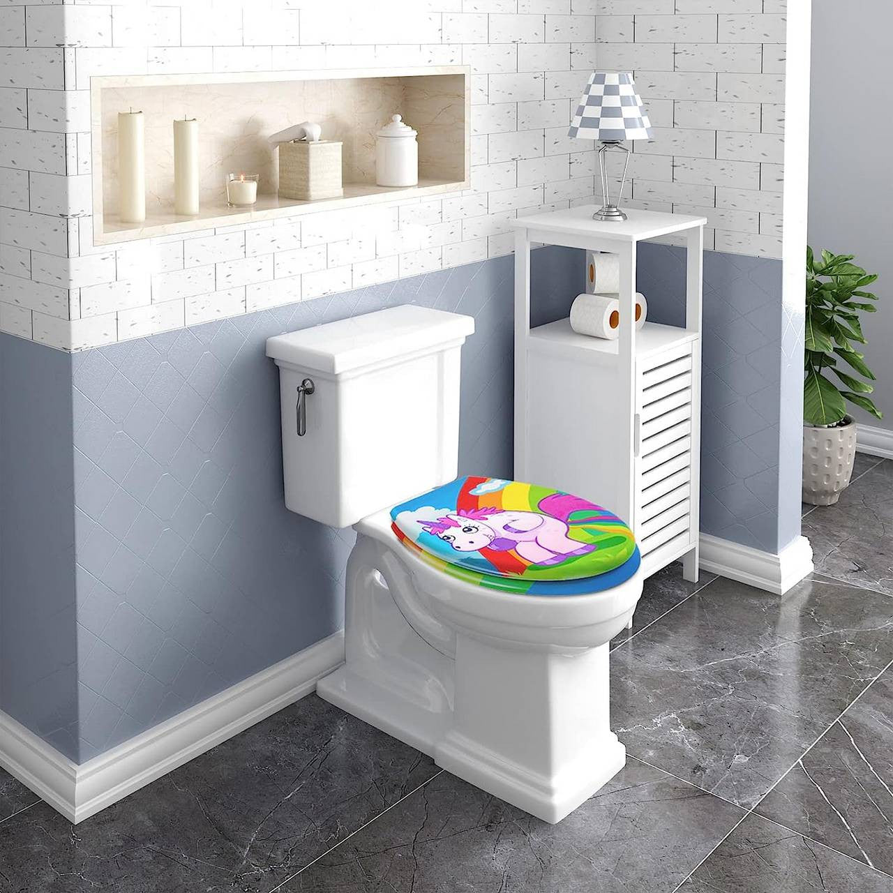 24goodz Duroplast Toilet Seat - Soft-Close Mechanism - Durable and Easy to Clean - Duroplast - For Standard Oval Toilets - Colourful