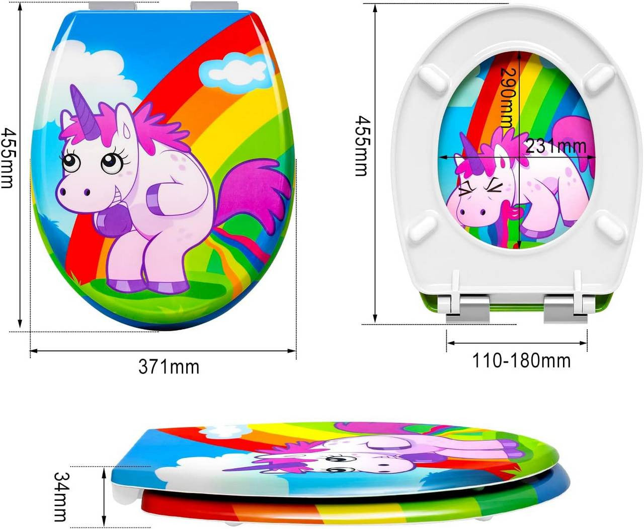 24goodz Duroplast Toilet Seat - Soft-Close Mechanism - Durable and Easy to Clean - Duroplast - For Standard Oval Toilets - Colourful