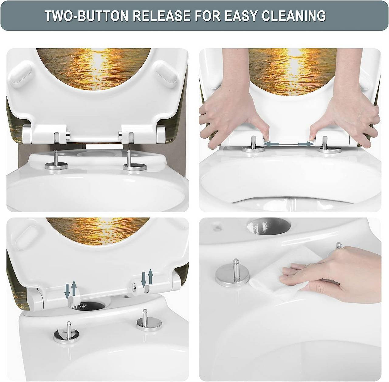 24goodz Duroplast Toilet Seat - Soft-Close Mechanism - Easy Clean Quick Release - Premium Duroplastic - White - O-shaped 371x458 mm