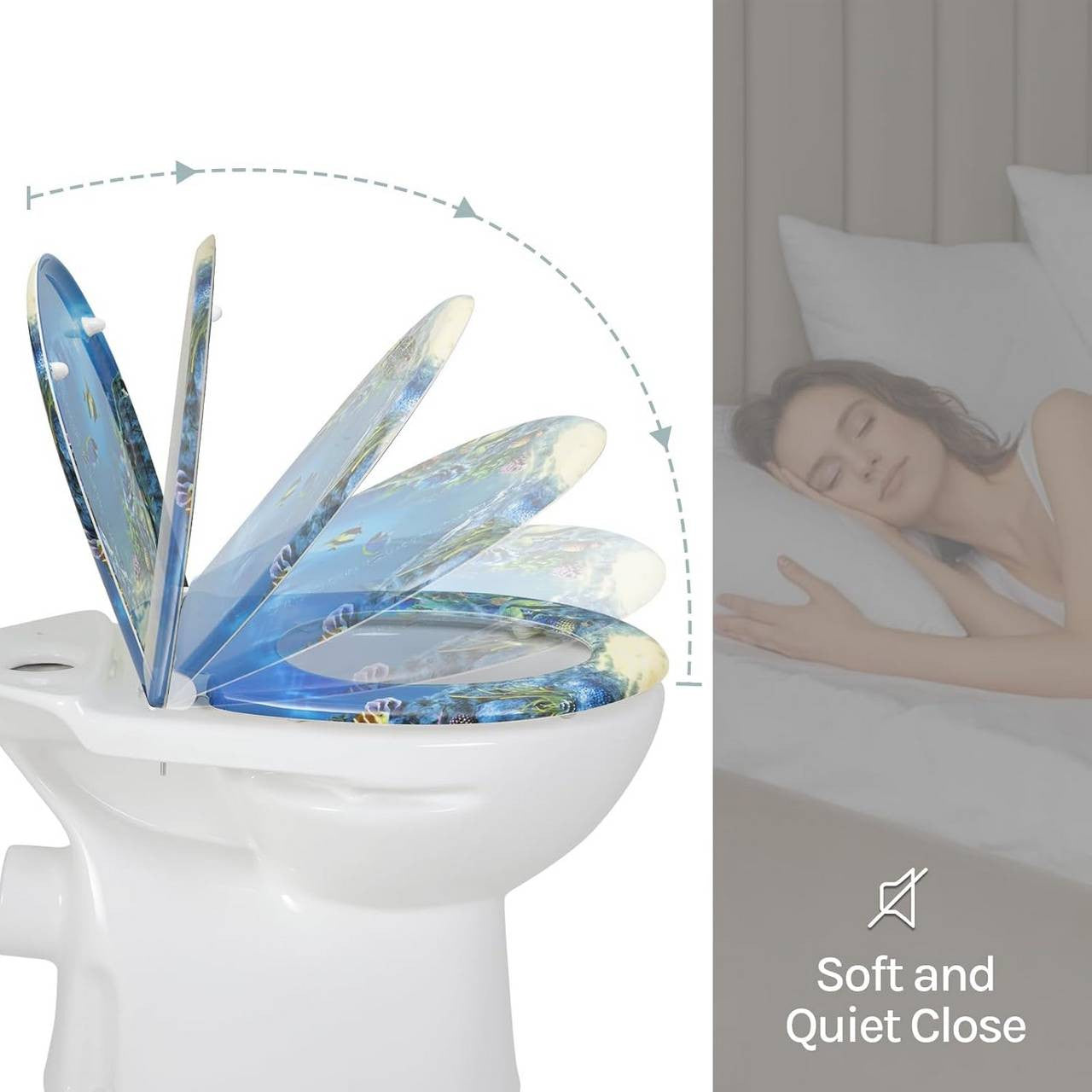 24goodz Duroplast Toilet Seat - Soft-Close Mechanism - Quick Release for Easy Cleaning - Duroplast - For Everyone - Blue Goldfish