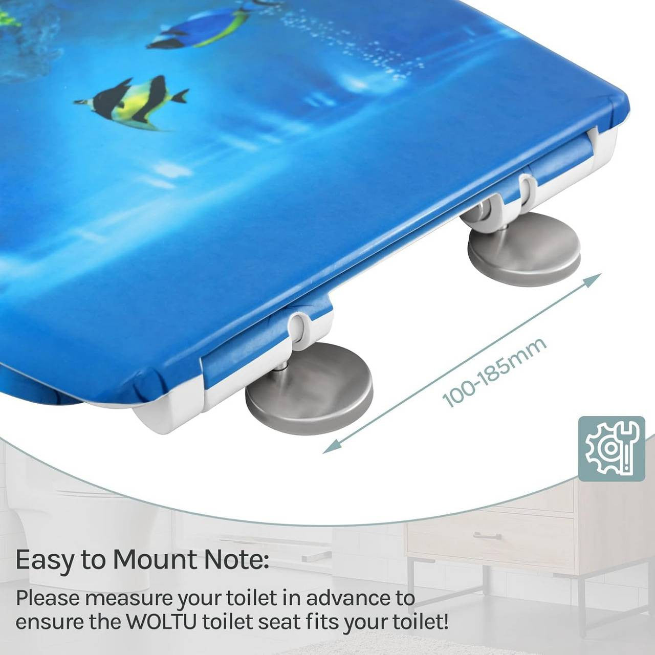 24goodz Duroplast Toilet Seat - Soft-Close Mechanism - Quick Release for Easy Cleaning - Duroplast - For Everyone - Blue Goldfish