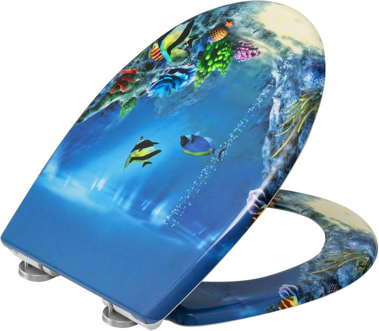 24goodz Duroplast Toilet Seat - Soft-Close Mechanism - Quick Release for Easy Cleaning - Duroplast - For Everyone - Blue Goldfish