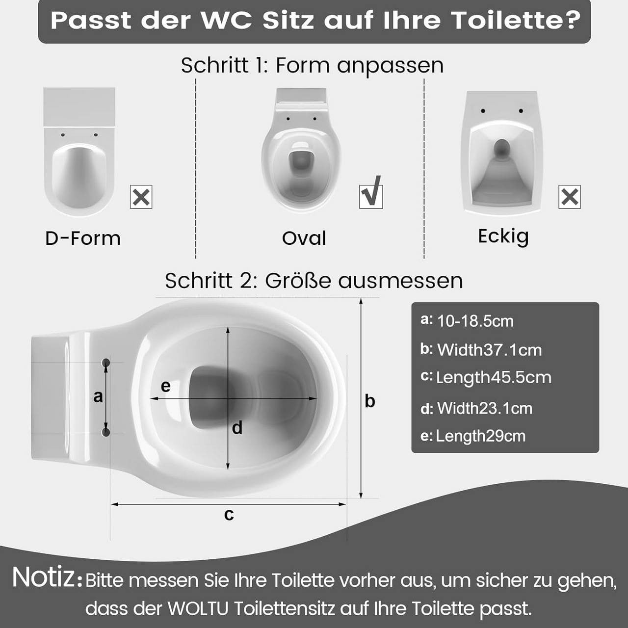 24goodz Duroplast Toilet Seat - Soft-Close Mechanism - Quick Release for Easy Cleaning - Duroplastic - White - O-Shape 371x458 mm