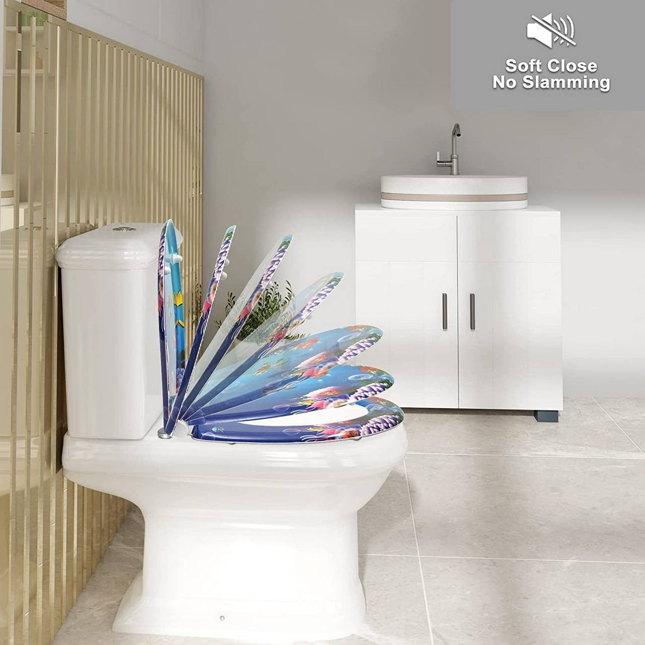 24goodz Duroplast Toilet Seat - Soft-Close Mechanism - Quick Release for Easy Cleaning - Duroplastic - White - O-Shape 371x458 mm
