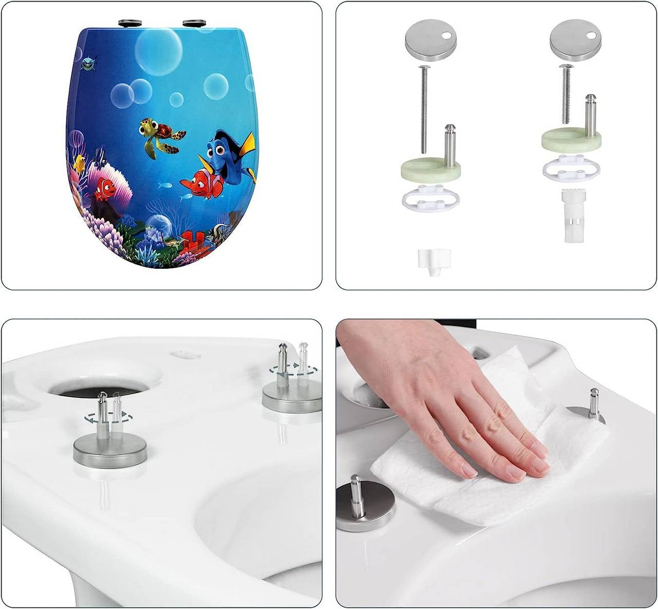 24goodz Duroplast Toilet Seat - Soft-Close Mechanism - Quick Release for Easy Cleaning - Duroplastic - White - O-Shape 371x458 mm