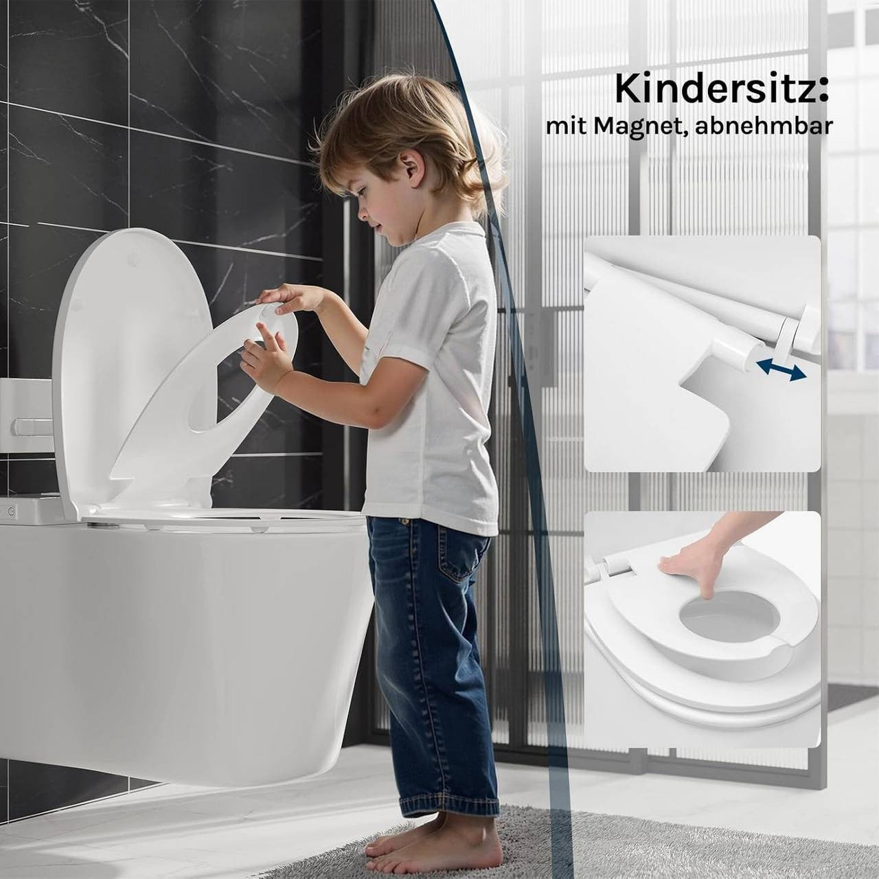 24goodz Family Toilet Seat with Soft Close - Built-in Child Seat - Duroplast - For Families - White